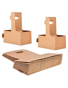 Portavasos de Cartón KVMORZE para 2 Tazas con Asa - 20 Unidades