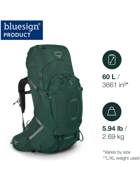 Mochila de Senderismo Osprey Aether Plus 58L Verde Axo S/M Mochila de Senderismo Osprey Aether Plus 58L Verde Axo S/M