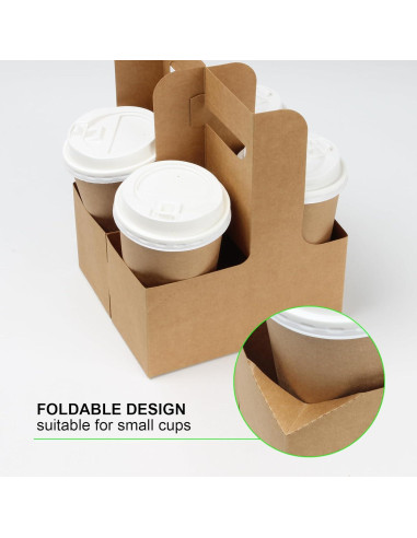 Portavasos de Cartón KVMORZE para 2 Tazas con Asa - 20 Unidades