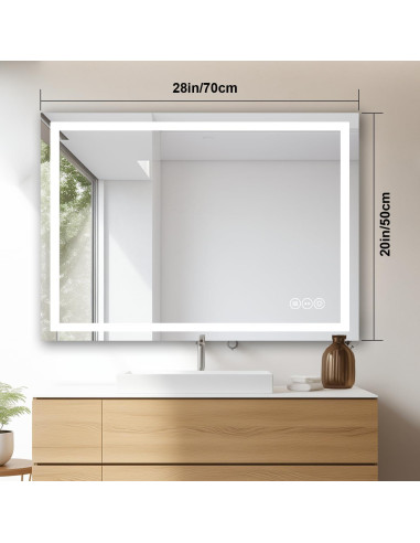 Espejo de Baño LED Zeerry 50.8x71.1cm Anti-vaho Táctil
