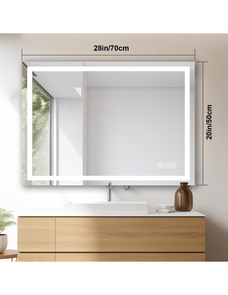 Espejo de Baño LED Zeerry 50.8x71.1cm Anti-vaho Táctil Espejo de Baño LED Zeerry 50.8x71.1cm Anti-vaho Táctil