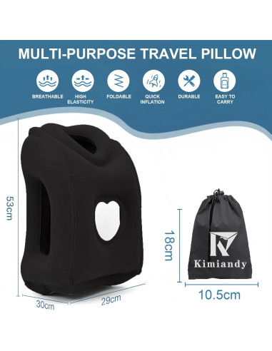 Almohada de Viaje Inflable Kimiandy 53x32 cm Ergonométrica