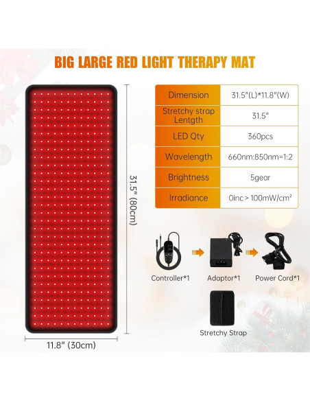 Almohadilla de Terapia de Luz Roja AOCAAUP 80x30cm 360 LEDs Almohadilla de Terapia de Luz Roja AOCAAUP 80x30cm 360 LEDs