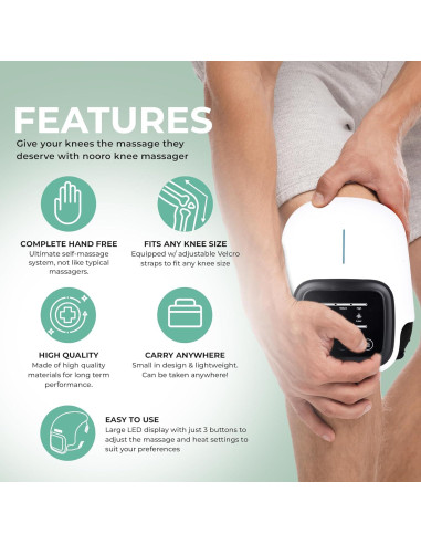 Masajeador de Rodilla Portátil Nooro 3 en 1 con Calor y Luz Roja