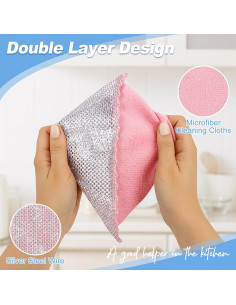 30 Trapos de Cocina Aidoclip Rosa Microfibra Reutilizables 2