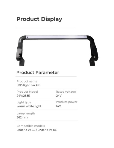Kit de Barra de Luz LED Creality para Ender-3 V3 SE/KE