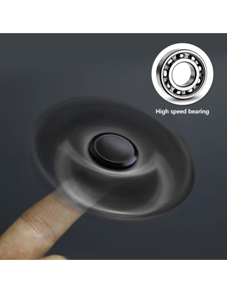 Spinner Fidget ATESSON Negro, Alivio Estrés y TDAH, Metal Spinner Fidget ATESSON Negro, Alivio Estrés y TDAH, Metal