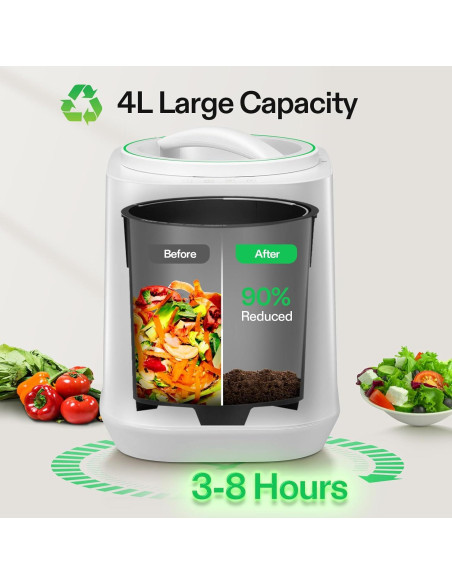 Compostador Eléctrico VIVOSUN 4L para Cocina Interior Blanco Compostador Eléctrico VIVOSUN 4L para Cocina Interior Blanco