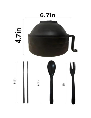 Tazón de Ramen RONSOOBA 33 oz con Soporte para Teléfono Negro