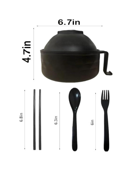 Tazón de Ramen RONSOOBA 33 oz con Soporte para Teléfono Negro Tazón de Ramen RONSOOBA 33 oz con Soporte para Teléfono Negro