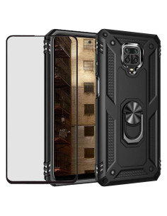 Funda Doble Capa con Protector Vidrio Templado para Xiaomi Redmi Note 9S/Pro - Negro