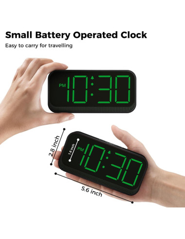 Reloj Despertador Digital Acedeck Verde Compacto con Brillo Ajustable