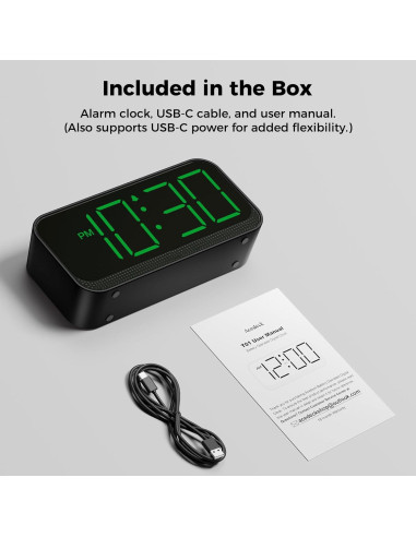 Reloj Despertador Digital Acedeck Verde Compacto con Brillo Ajustable