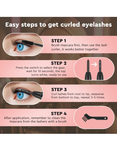 Rizador de Pestañas Eléctrico Vexarabug Negro - Calentamiento Rápido