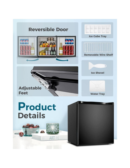 Refrigerador Mini Feelfunn 1.7 Pies Cúbicos Negro con Congelador Refrigerador Mini Feelfunn 1.7 Pies Cúbicos Negro con Congelador