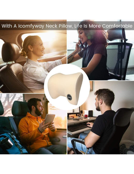Almohada de Cuello ICOMFYWAY Beige para Automóvil - Espuma de Memoria Almohada de Cuello ICOMFYWAY Beige para Automóvil - Espuma de Memoria