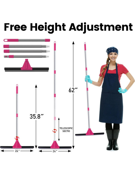 Escoba de Goma para Piso BURFERLY 60 cm Mango Ajustable Rosa Escoba de Goma para Piso BURFERLY 60 cm Mango Ajustable Rosa