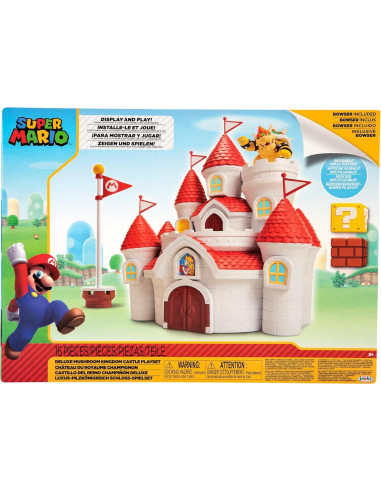Juego de construcción Castillo Peach Jakks con figura Bowser 6.35 cm