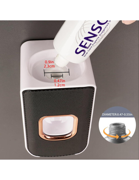 Soporte de Cepillo de Dientes LUEXBOX con Dispensador Negro 2 en 1 Soporte de Cepillo de Dientes LUEXBOX con Dispensador Negro 2 en 1