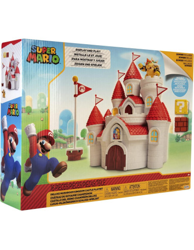 Juego de construcción Castillo Peach Jakks con figura Bowser 6.35 cm