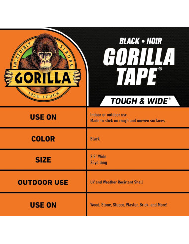 Cinta Gorilla Resistente y Ancha 7.3 cm x 22.86 m - Uso Interior/Exterior