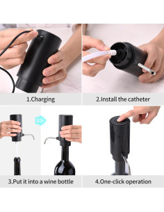 Aireador de Vino Eléctrico KIEKRO Recargable Negro 2