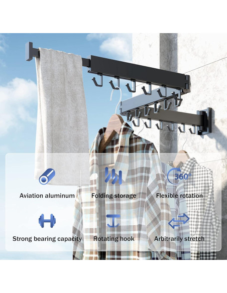 Estante Plegable para Secar Ropa HEILAIYI Montaje en Pared Estante Plegable para Secar Ropa HEILAIYI Montaje en Pared
