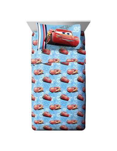 Juego de Sábanas Twin Jay Franco Cars 100% Poliéster Azul