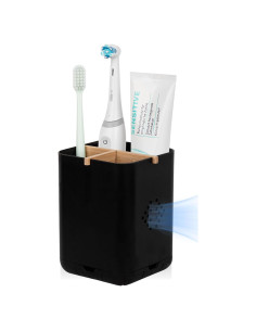 Soporte Organizador de Cepillos de Dientes Rejomiik Negro 3 Compartimentos