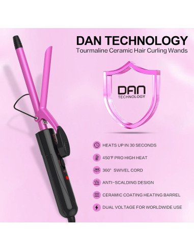 Plancha de Rizado Cerámica DAN Technology 13mm Rosa