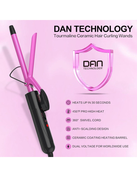 Plancha de Rizado Cerámica DAN Technology 13mm Rosa Plancha de Rizado Cerámica DAN Technology 13mm Rosa
