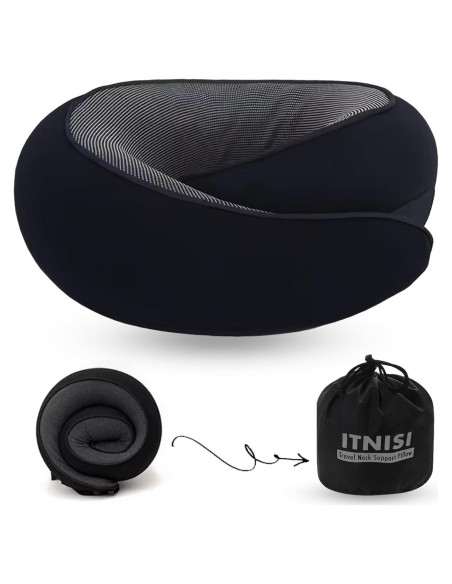 Almohada de Viaje Itnisi Travel Pro Espuma de Memoria Ajustable Almohada de Viaje Itnisi Travel Pro Espuma de Memoria Ajustable