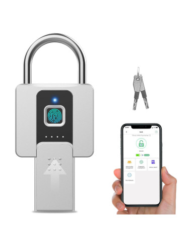 Candado Biométrico Eseesmart Plata, Impermeable, 4 cm