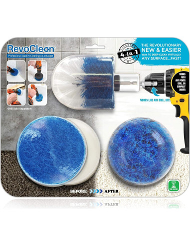 Kit de cepillos de limpieza RevoClean 4 piezas para taladro