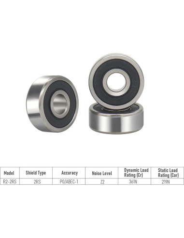 Rodamientos R2-2RS 10 Piezas Acero Cromado 3.18x9.53mm