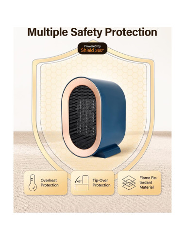 Calentador de Espacio Eléctrico FANSEXPERT 1200W Azul Portátil