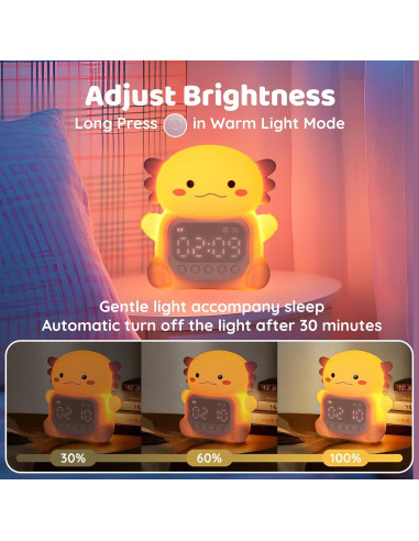Reloj Despertador Digital Aokpsrt Axolotl Rosa con Luz