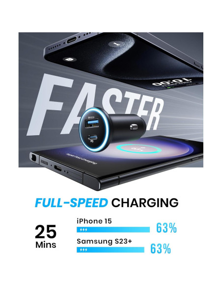 Cargador de coche INIU 66W USB-C y USB-A carga rápida Cargador de coche INIU 66W USB-C y USB-A carga rápida