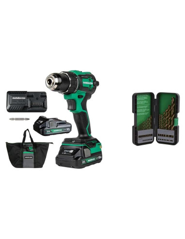 Taladro Inalámbrico Metabo HPT 18V DS18DEX con 17 Brocas