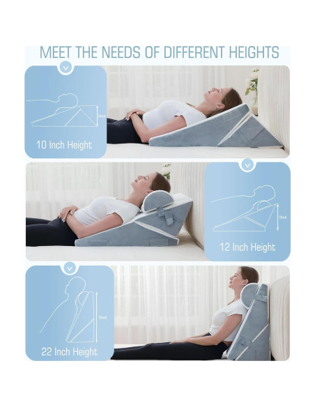 Almohada en Cuña Ortopédica Ziiyllean Ajustable 22x55cm Almohada en Cuña Ortopédica Ziiyllean Ajustable 22x55cm