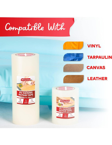 Cinta de Reparación Impermeable XFasten 7.62cm x 9.14m para Toldos Cinta de Reparación Impermeable XFasten 7.62cm x 9.14m para Toldos