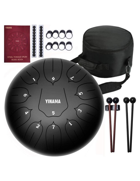Steel Tongue Drum Yinama 11 Notas 25.4 cm Negro Steel Tongue Drum Yinama 11 Notas 25.4 cm Negro
