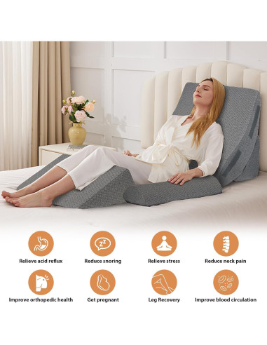 Juego de 4 Almohadas en Cuña BIEEZZK - Espuma Viscoelástica