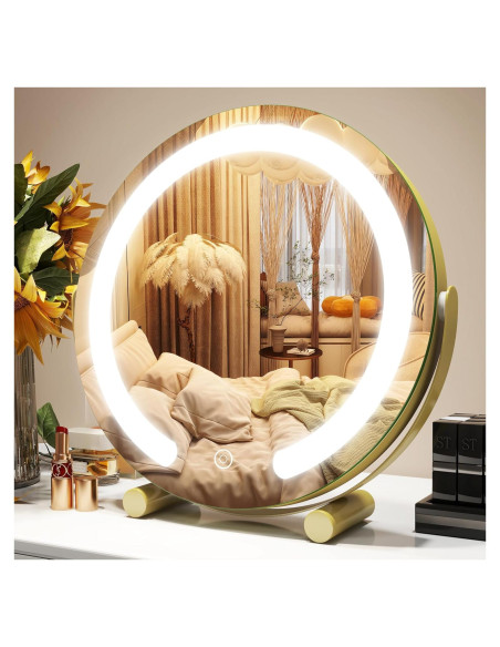 Espejo de Tocador Iluminado ROLOVE 30.48 cm Dorado 360 Espejo de Tocador Iluminado ROLOVE 30.48 cm Dorado 360