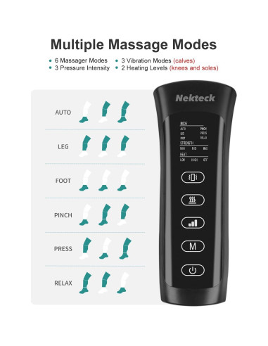 Masajeador de Piernas Nekteck FE-7208 con Calor y Vibración