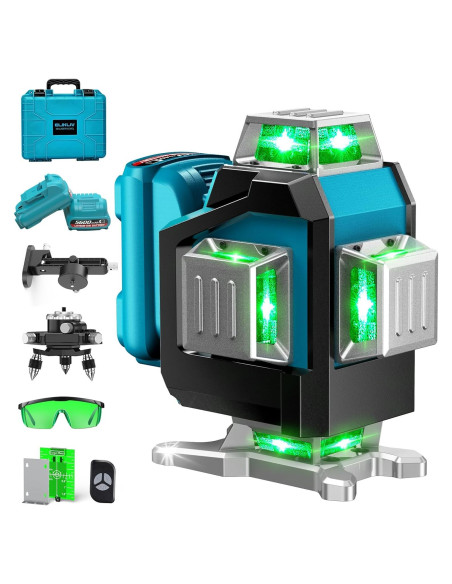 Nivel Láser Autonivelante Elikliv 4D Verde 360 200ft Nivel Láser Autonivelante Elikliv 4D Verde 360 200ft