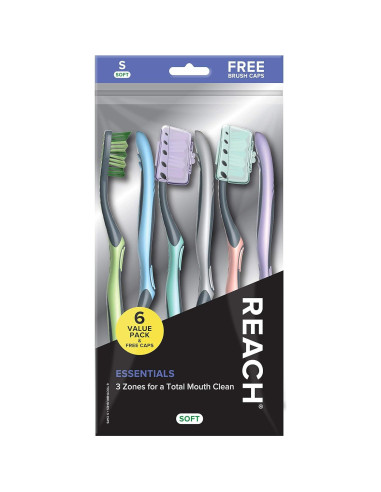Cepillos de Dientes Reach Essentials 6 Unidades Cerdas Suaves y Medianas