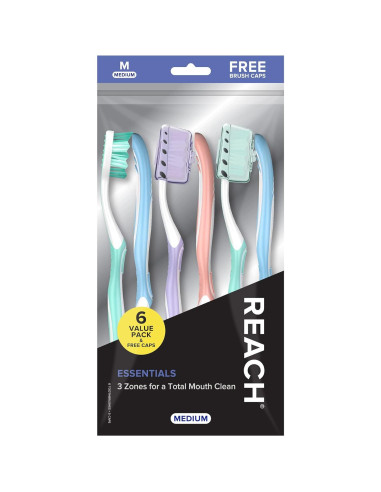 Cepillos de Dientes Reach Essentials 6 Unidades Cerdas Suaves y Medianas
