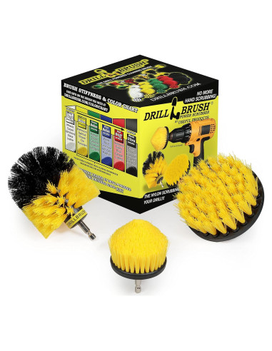 Kit de Cepillos de Limpieza para Baño Drillbrush - Amarillo