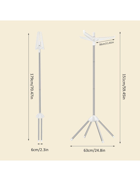 Perchero Plegable SUYU de Acero Inoxidable 149.86 cm Blanco Perchero Plegable SUYU de Acero Inoxidable 149.86 cm Blanco
